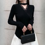 knit lace halter neck tops / l0995