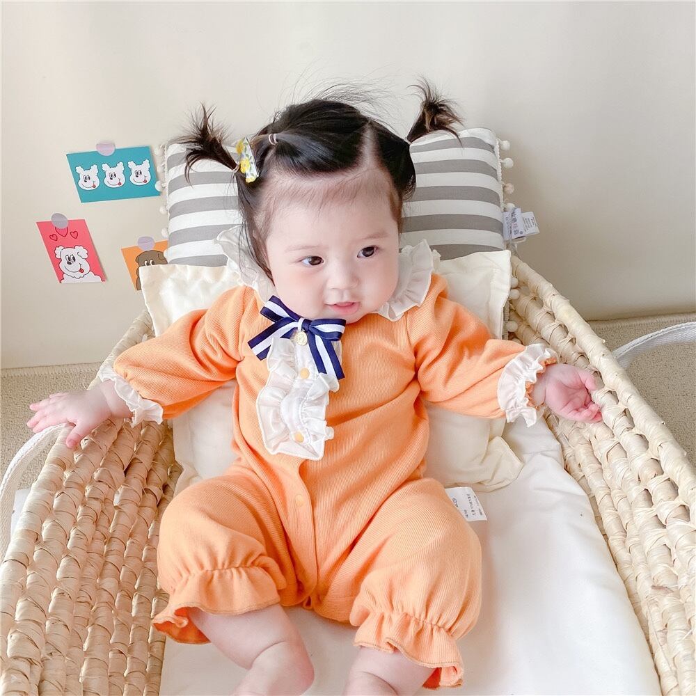 オータムワンピーススプリングロンパース オールインワン スタイル ロング リボン 春物 秋物 超面白いベビーショップ34983353644