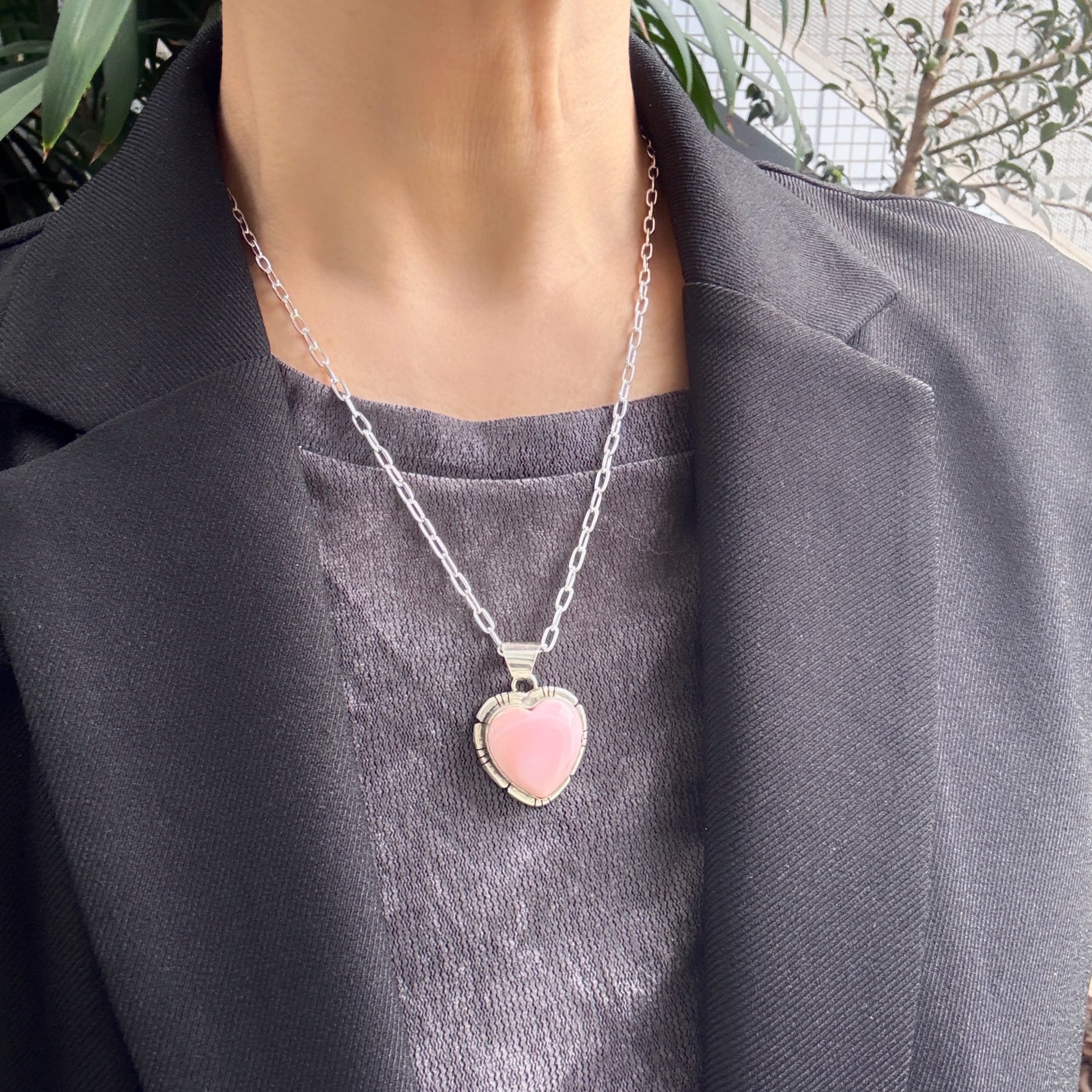 Indian Jewelry 》一点物 BIG ハート コンクシェル ペンダント