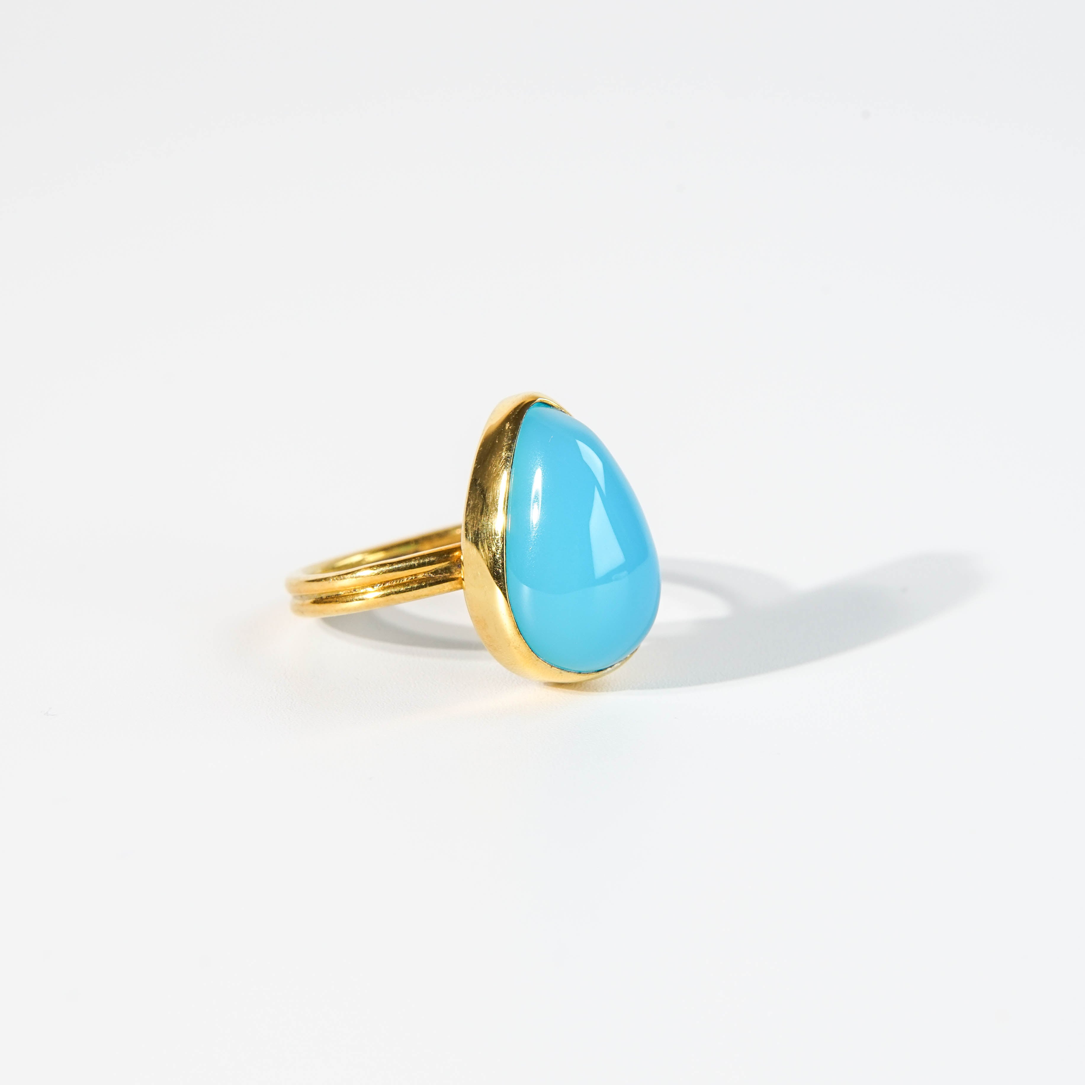 free size】シーブルーカルセドニー リング（No.52) | YUEN jewelry
