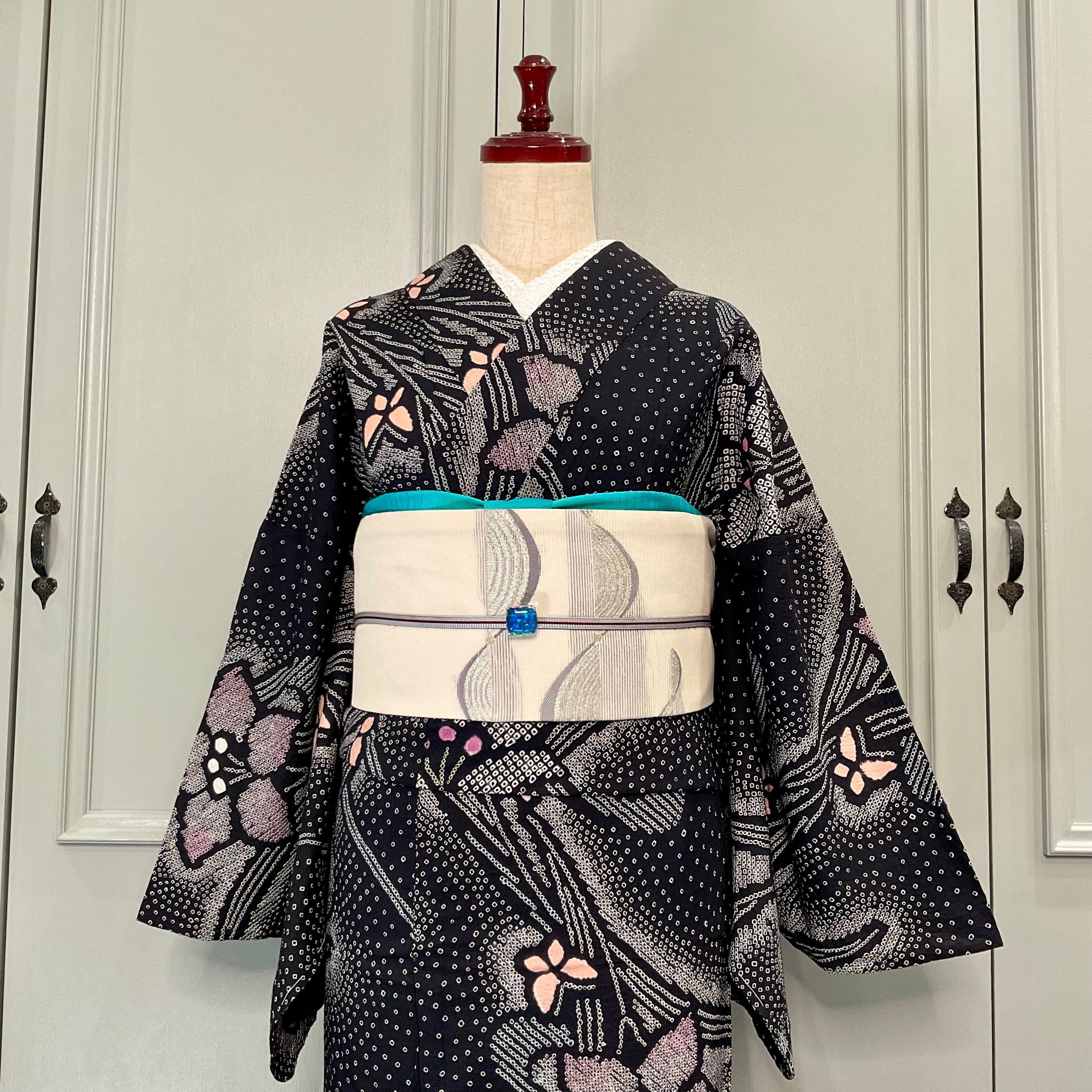 white wave＊夏帯 波 風車 風 ホワイト シルバー グレー 白 銀 名古屋