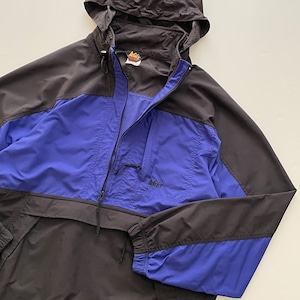 -VINTAGE- 90's REI PACKABLE ANORAK PARKA -BLACK,DEEP BLUE- [S]