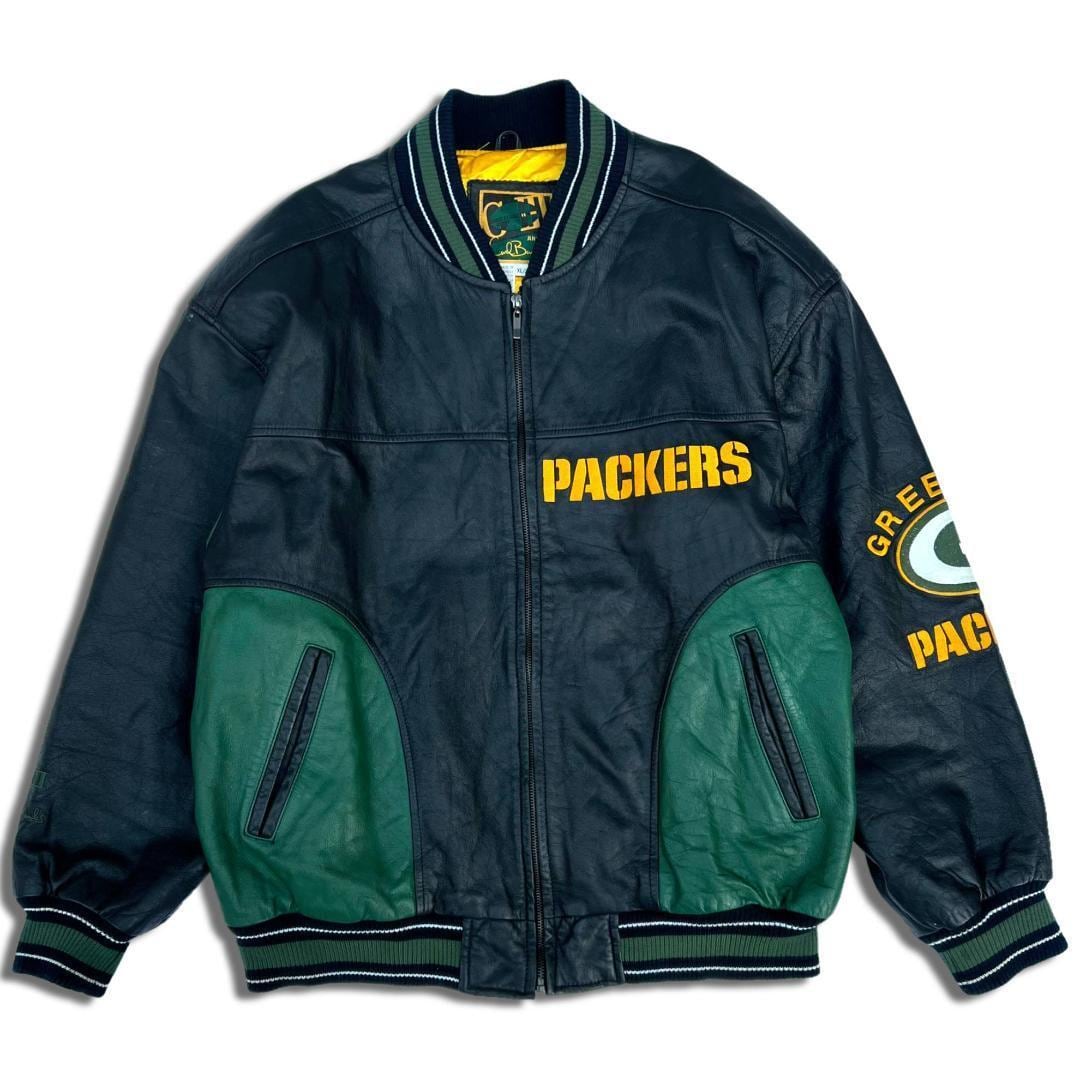 90s GⅢ NFL レザージャケット XL ブラック グリーンベイ・パッカーズ ...