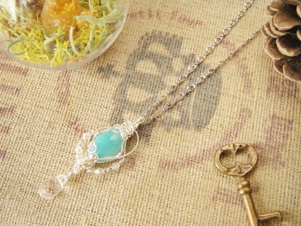 希望の石☆アマゾナイトのワイヤーペンダント | 天然石ワイヤー