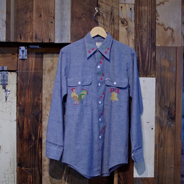 1970s BIGMAC Hand Embroidered Chambray Shirt / ビッグマック 刺繍 シャンブレー シャツ