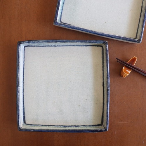 瀬戸赤津焼 拝戸窯稲山 6寸正角皿 御深井 SetoAkazu-yaki Square plate #475