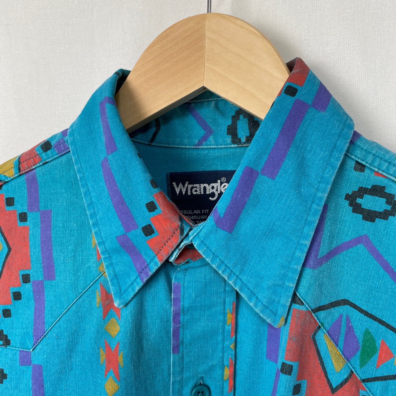 80s 90s USA製 Wrangler ネイティブ柄 ウエスタンシャツ 古着