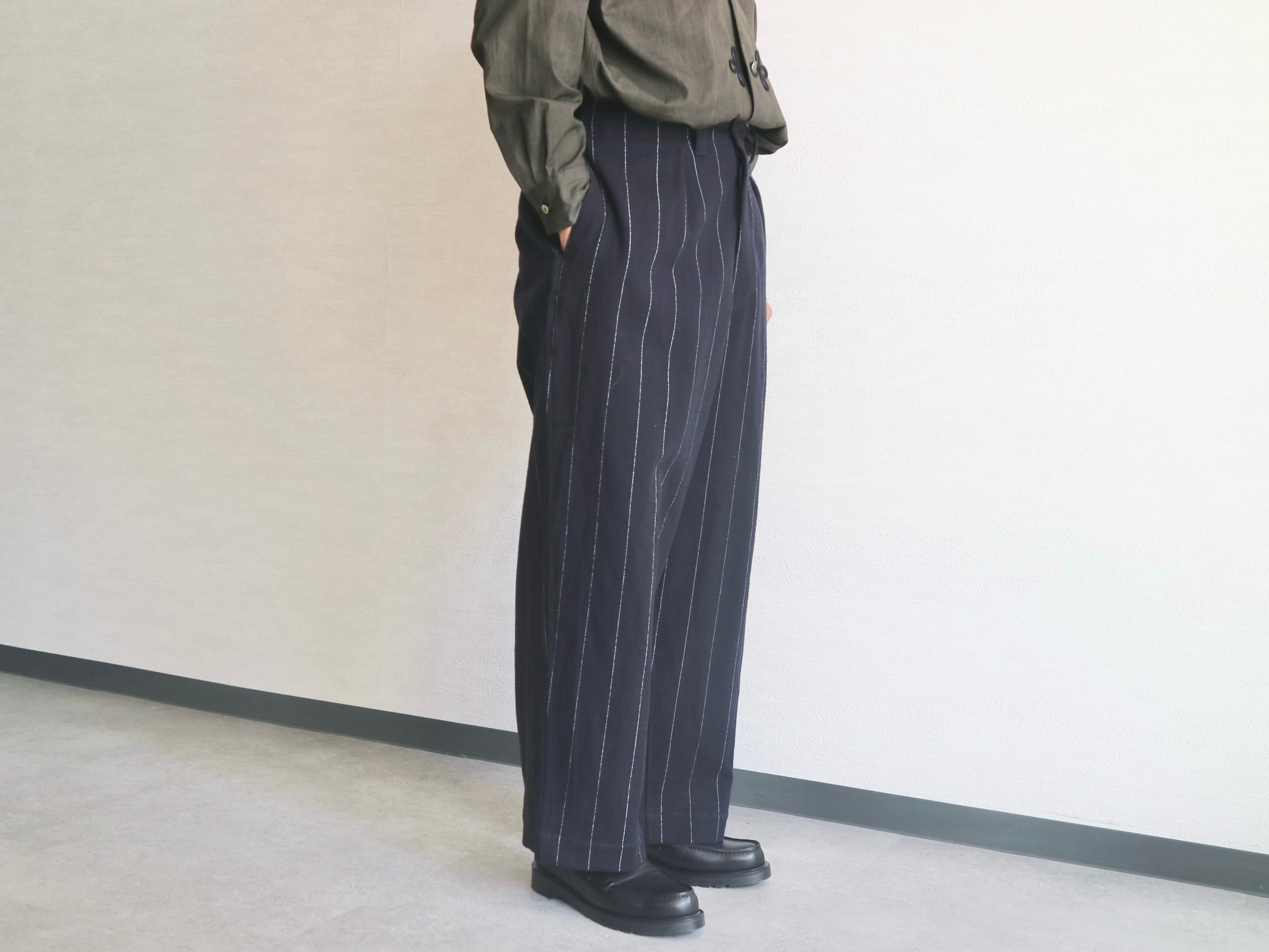 HAVERSACK ハバーサック】COTTON LINEN PIN STRIPE WIDE PANTS