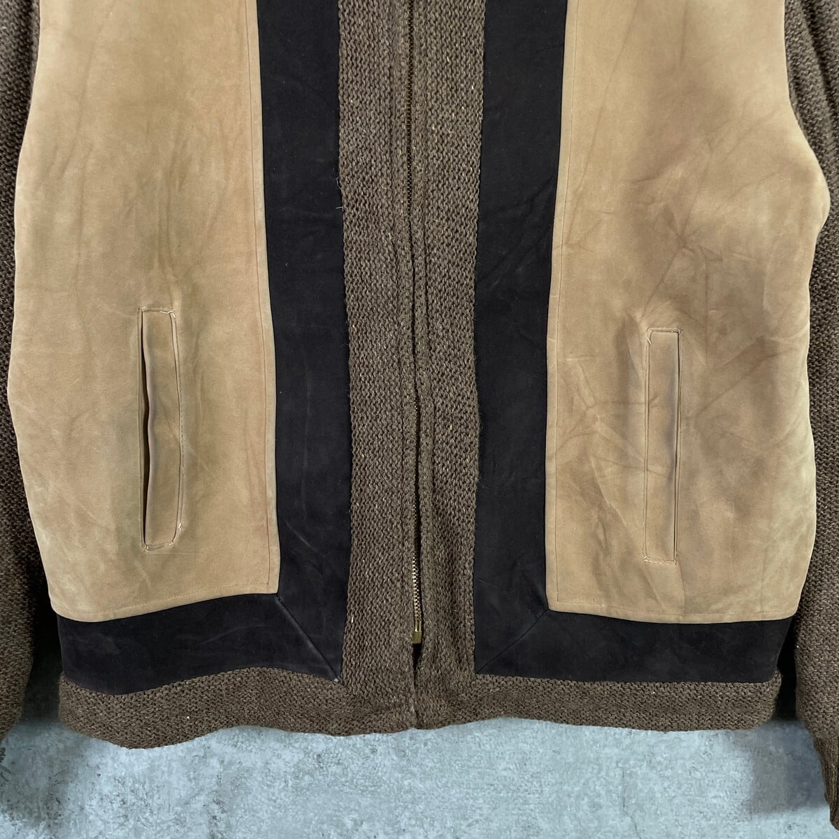 70年代 NAPOLI SUEDE ユーロ スエードレザー×ニットジャケット メンズ