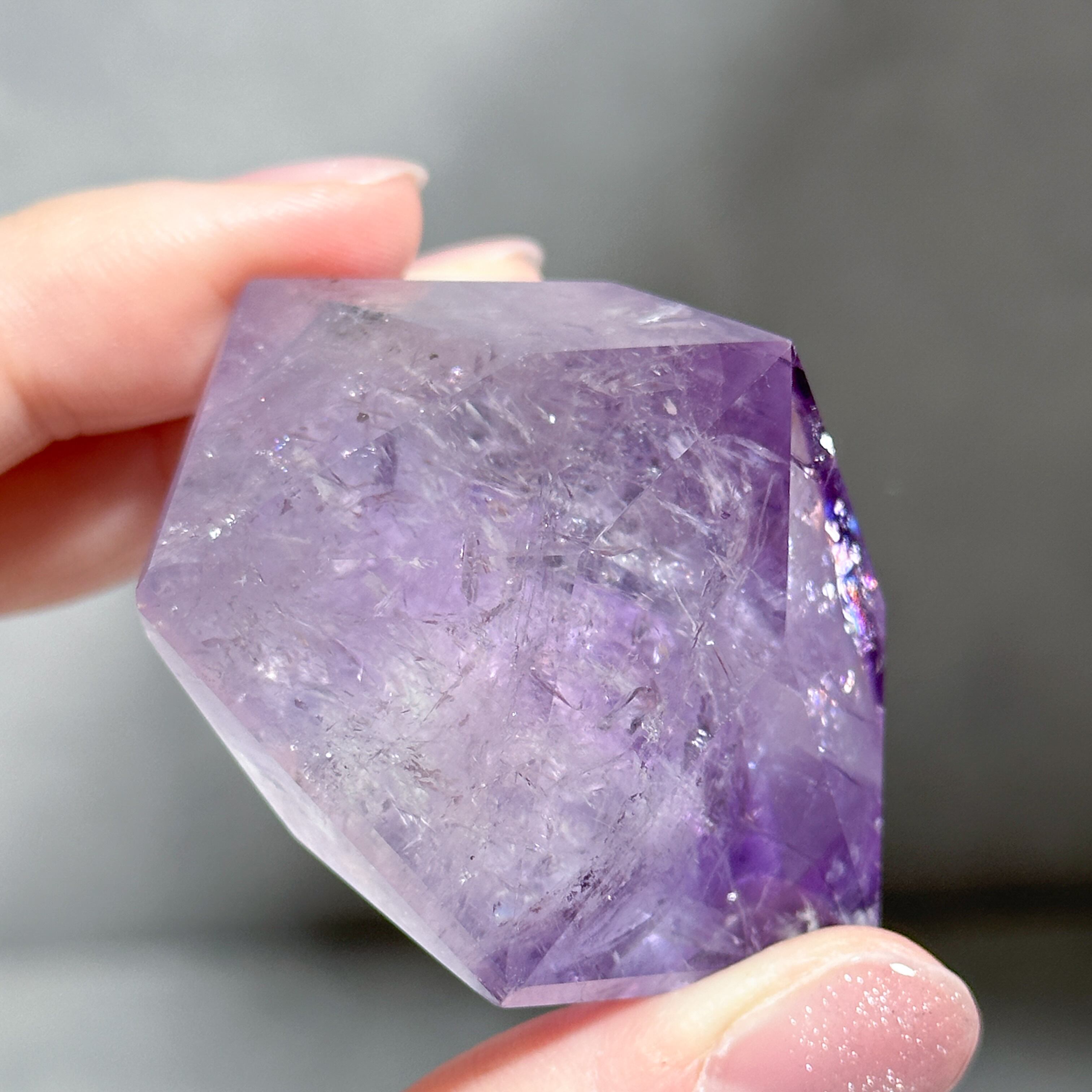 高品質　ファントム　アメジスト　ダイヤモンド　天然石 ファントムアメジスト ダイヤモンドカット12◇ Phantom Amethyst