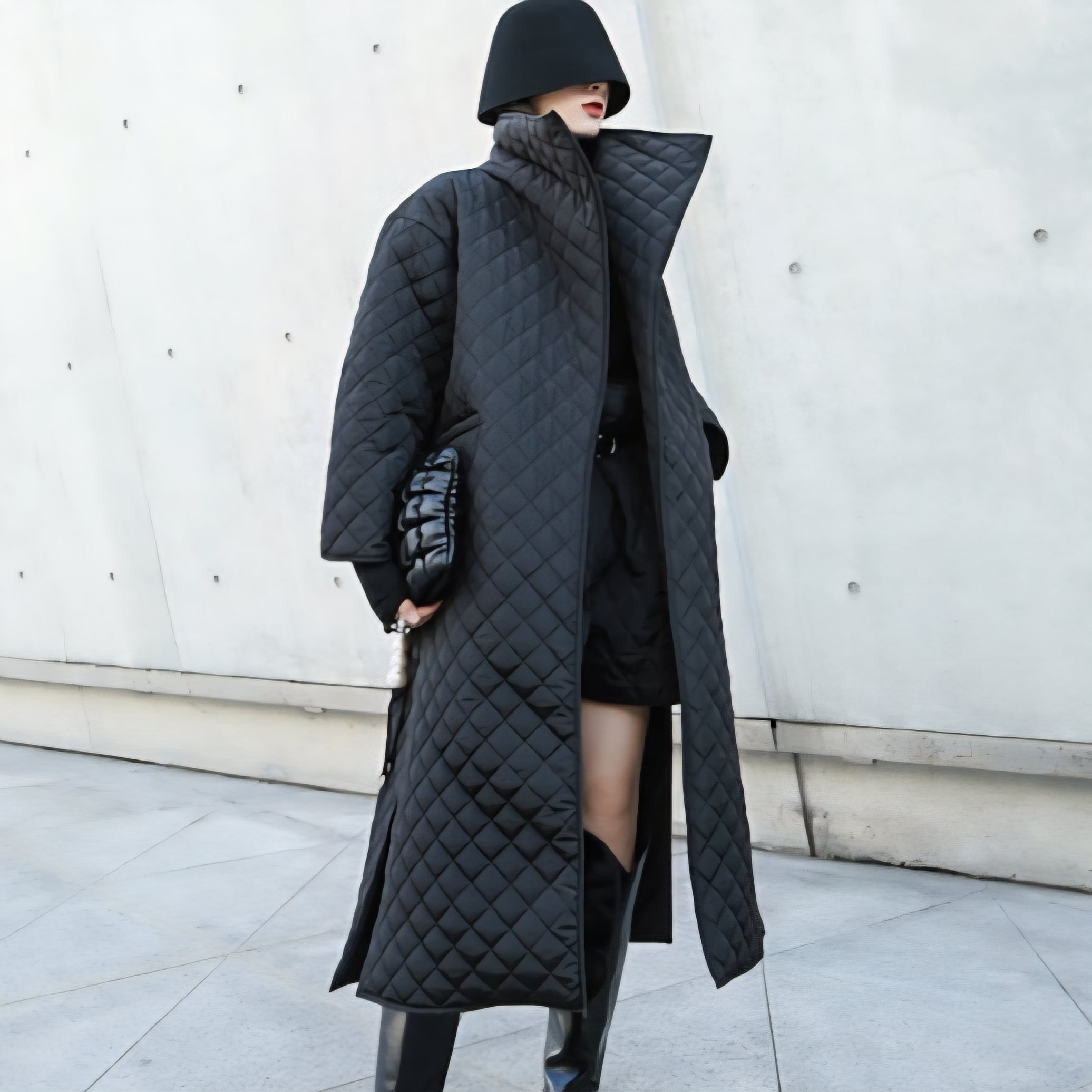 キルティング スタンドカラー マキシ丈 ロングコート R30296