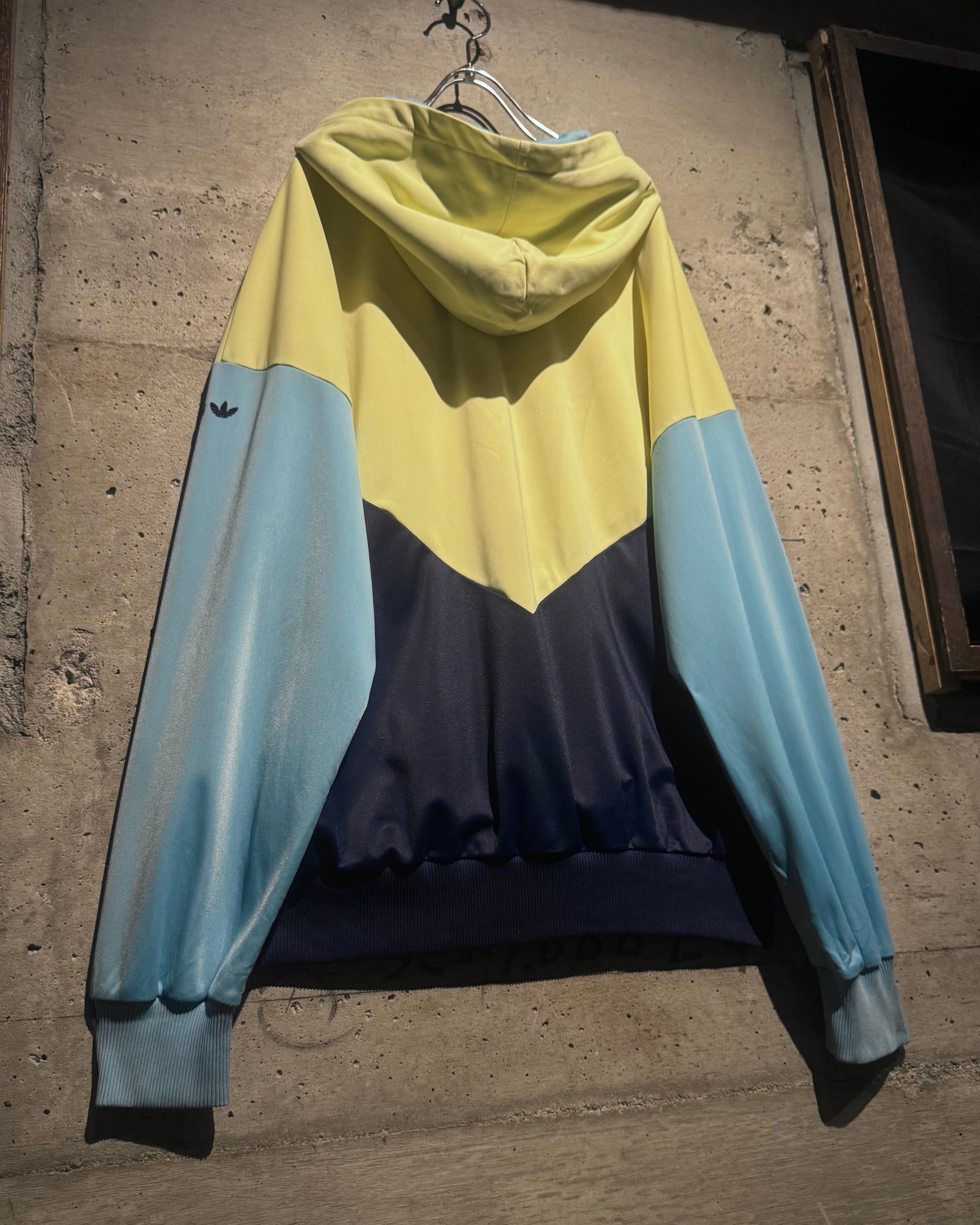 Caka】80's “adidas” Switching Pattern Vintage Loose Half Zip