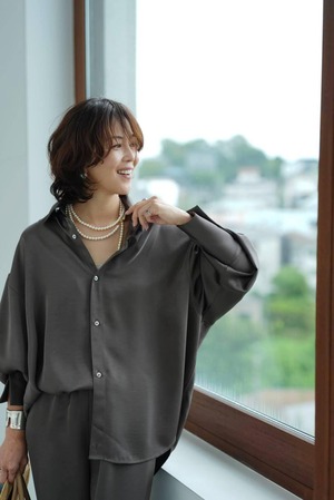 SATIN SHIRTS ブラウンパール