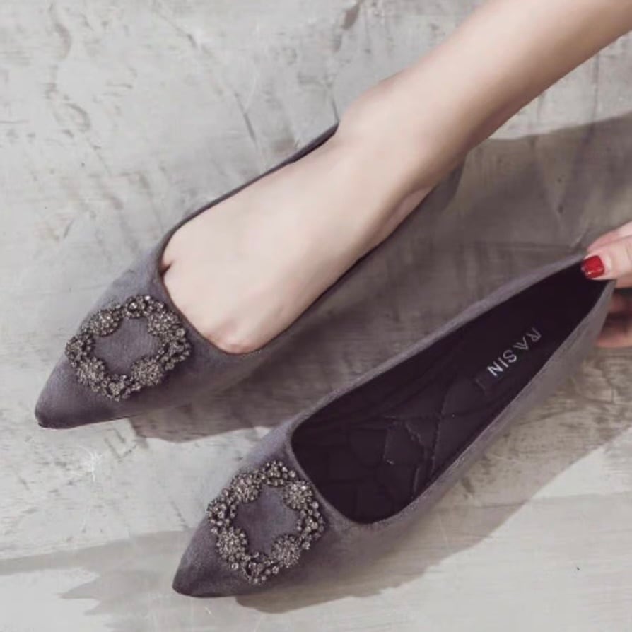 全2色ビジューベロアフラットシューズ【051228】 | ROSE AURA