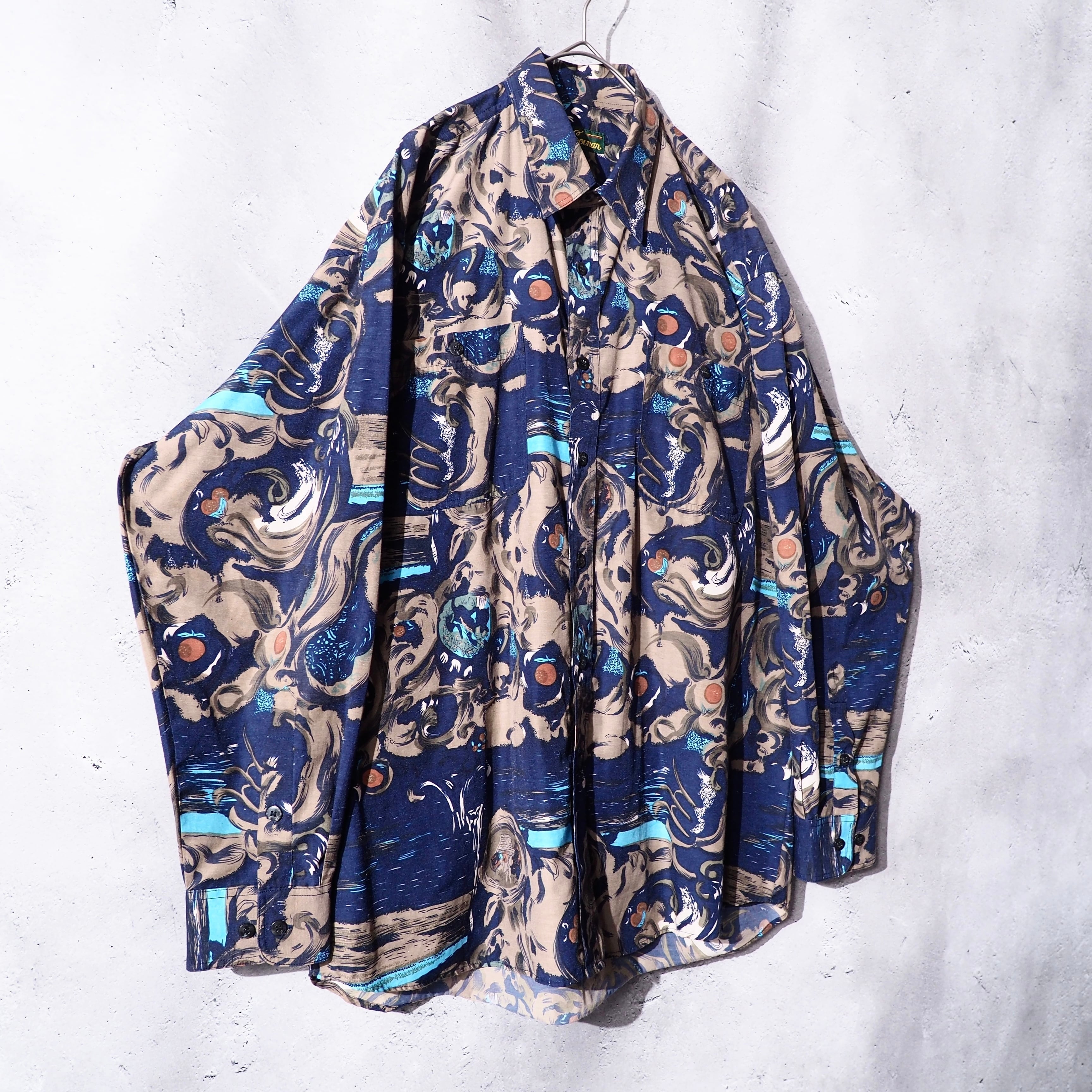 1980s Beautiful Modern Art All over Vintage loose shirt