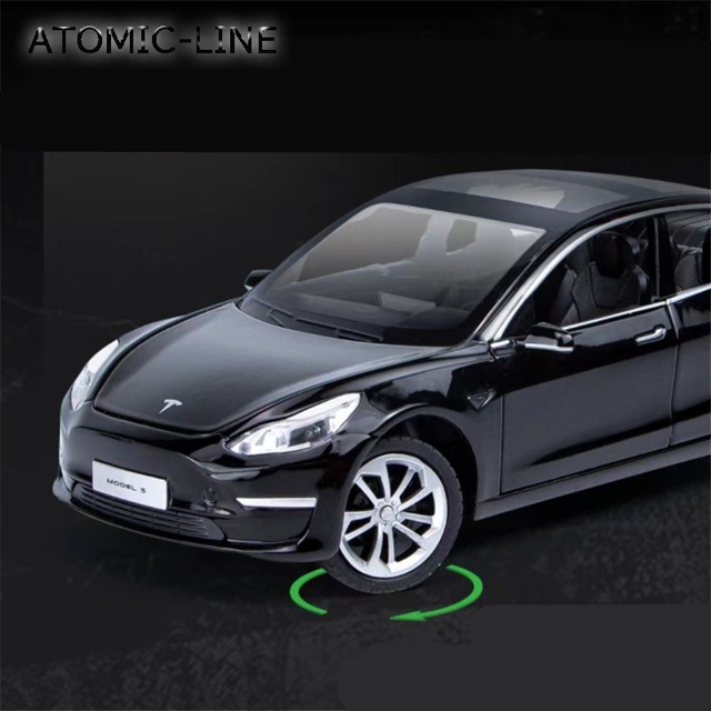 テスラ MODEL3 1/24 ミニカー 全3色 ライト点灯 エンジンサウンド 合金モデル 模型 ジオラマ
