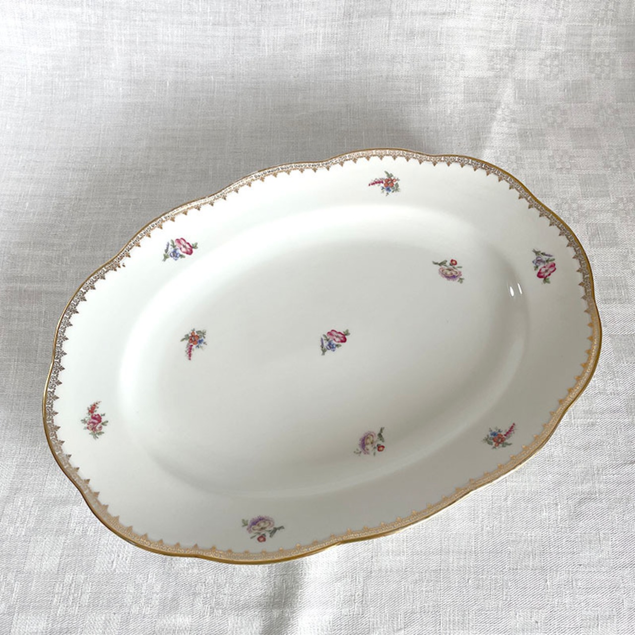 大皿オーバル型　小花散る白磁　パーティー 12TWdz14-1