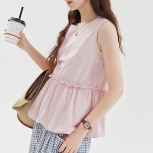 sleeveless peplum cotton blouse