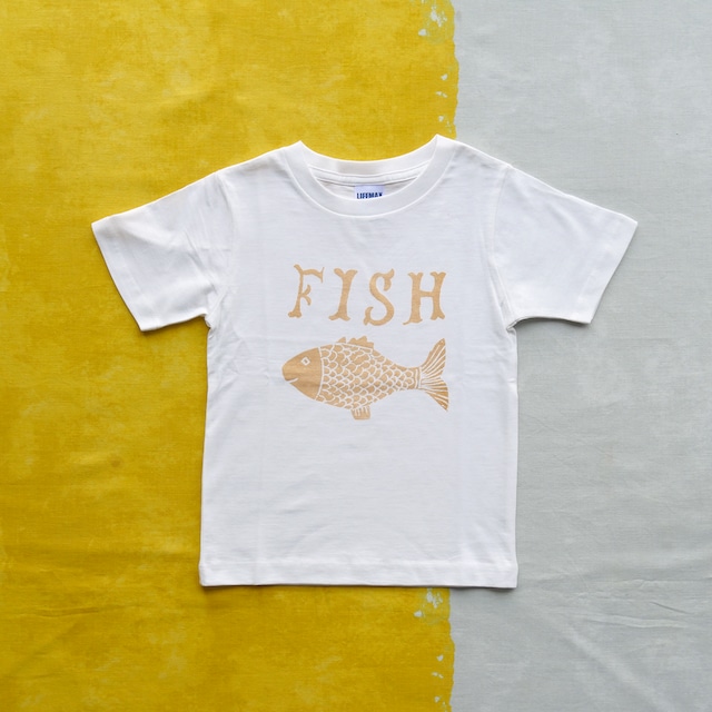 TshirtsComplex｜かとうまさひろ「FISH」（ホワイト×ゴールド）