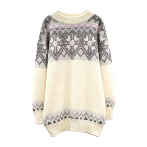 MADE IN ICELAND BY HildaLtd. nordic pattern wool knit sweater 【M】