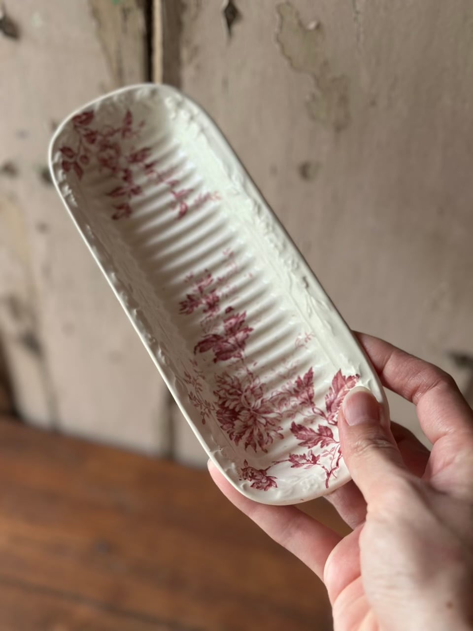 草花模様のソープディッシュ 石鹸トレイ | Brocante de La Cocotte
