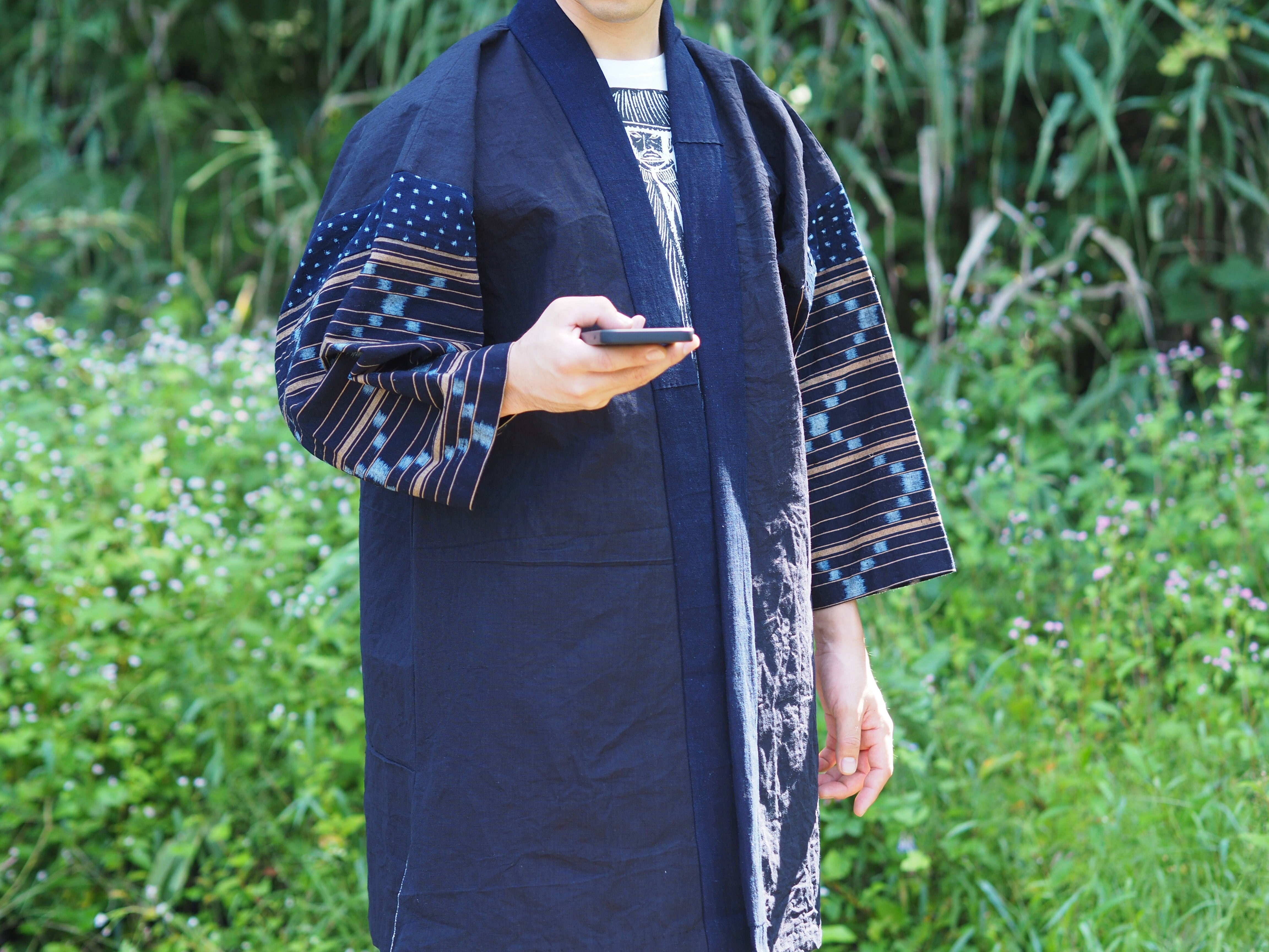 「長着」中厚手古布 一枚仕立て 無地身頃