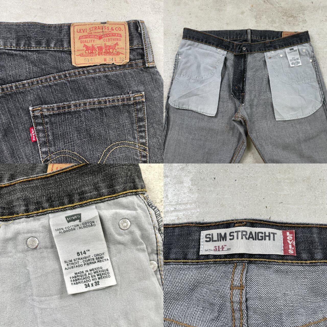 Levi's リーバイス 514 ブラックデニムパンツ SLIM STRAIGHT 先染め