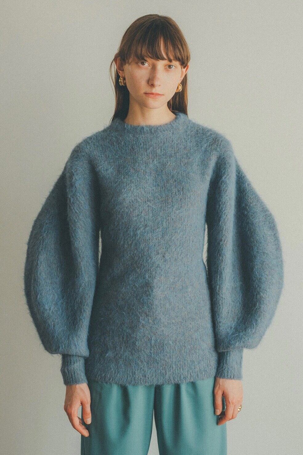 CLANE ROUND SLEEVE MOHAIR KNIT TOPS