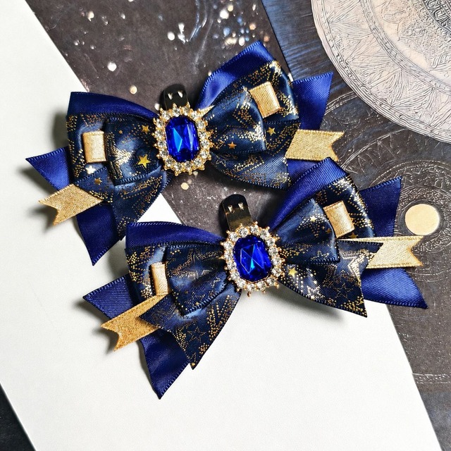 蒼星のジュエルリボンクリップ