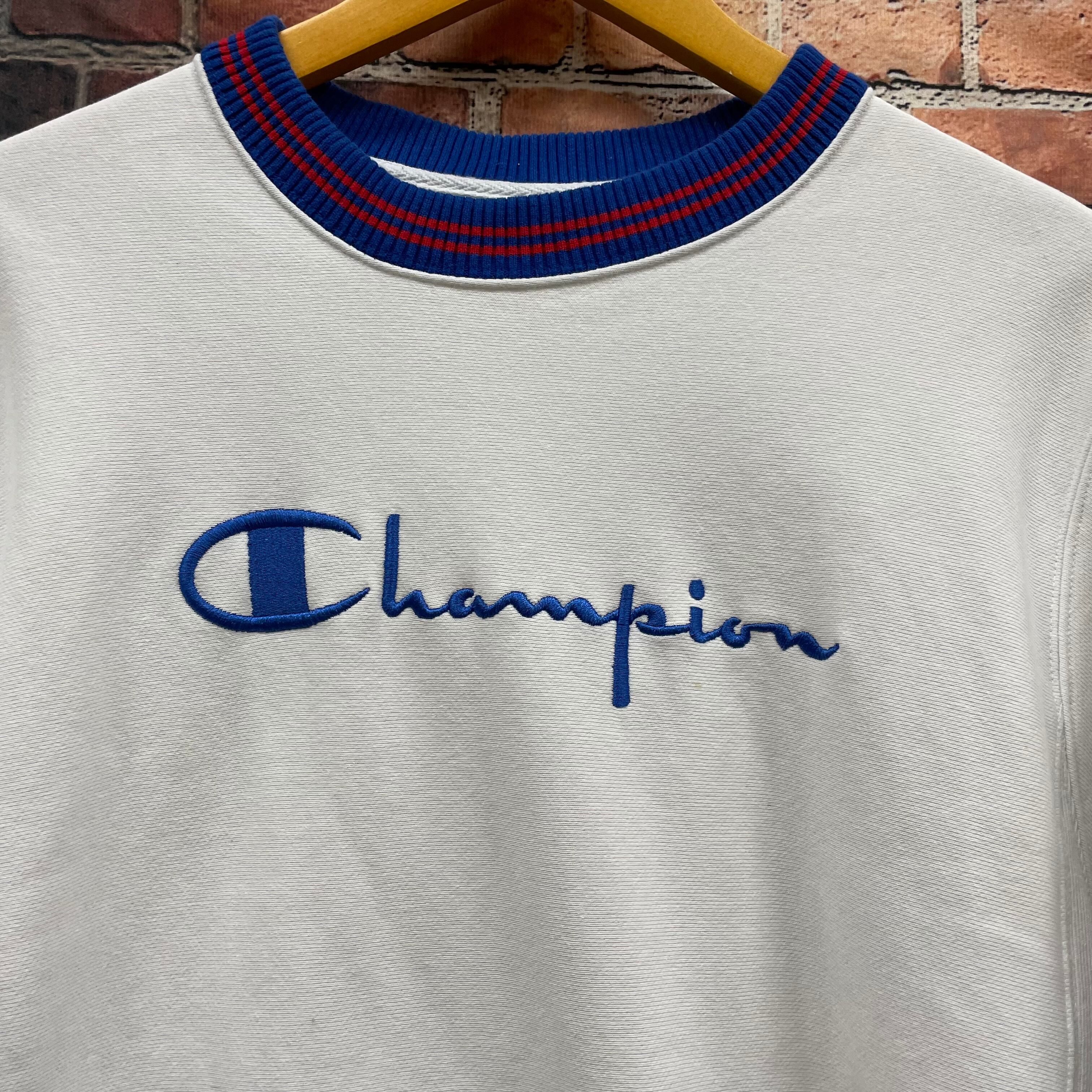 90s champion チャンピオン　スウェット　トレーナー　刺繍　ボーダー