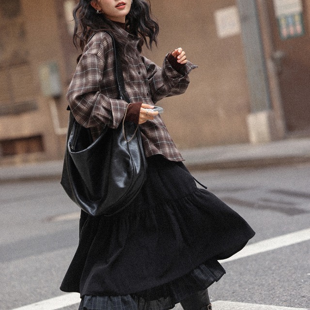 check loose-fit shirt J00069