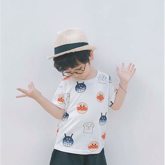 Kids Baby 送料無料 アンパンマン 総柄 Tシャツ 子供服 韓国子供服 キッズ服 ベビー服 春服 夏服 半袖 カットソー Luana