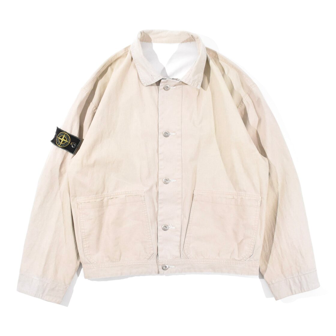 1989ss STONE ISLAND TELA STELLA REVERSIBLE TRUCKER JACKET CREAM 
