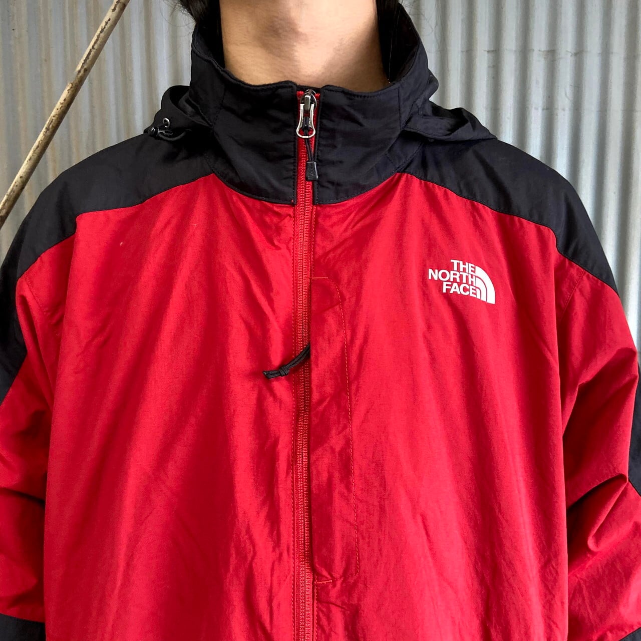 THE NORTH FACE ザ ノースフェイス Hydrenalite マウンテンパーカー メンズXL 古着 ナイロンジャケット レッド×グレー  赤色 灰色 フード収納型 【アウトドアジャケット】【AL20】 | cave 古着屋【公式】古着通販サイト