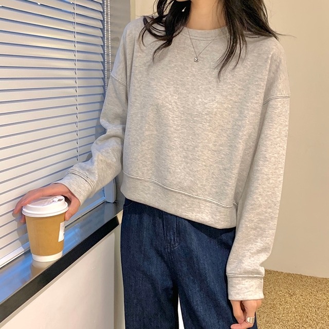 トップス レディース 送料無料 3色トレーナー スウェット クロップトップ ショート丈 無地 プルオーバー カットソー クルーネック 長袖 ボリューム袖 バルーン袖  パフスリーブ 切り替え プルオーバー 可愛い 大人可愛い きれいめ カジュアル シンプル 上品 おしゃれ お洒落 ワイド こなれ感 ラフ ルーズ 抜け感 キュート 無地 10代 20代 着回し 普段使い 白 ホワイト ベージュ M L XL 2XL ゆったり ゆる 楽ちん デート 通学 休日 お出かけ