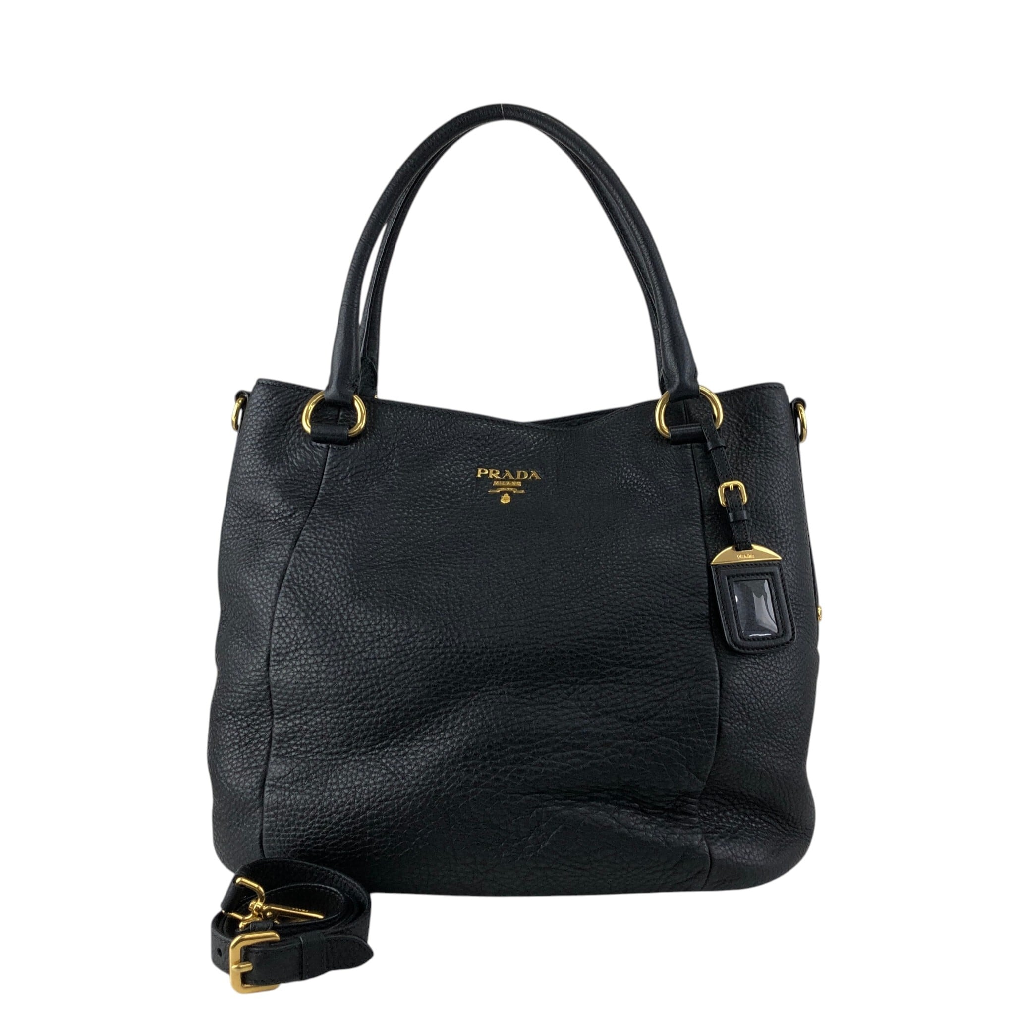 PRADA プラダ ショルダーバッグ ブラック ロゴ レザー 2WAY PRADA プラダ ショルダーバッグ ブラック ロゴ レザー 2WAY