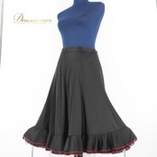 社交ダンス 衣装 スタンダード スカート レッスンウェア 女性用 レディース オールシーズン 赤 黒 ブラック系 レッド系 無地 シンプル バイカラー ポリエステル ナイロン ファスナー 伸縮性 信頼 日本製 おしゃれ ダンス用 スポーツウェア コスチューム