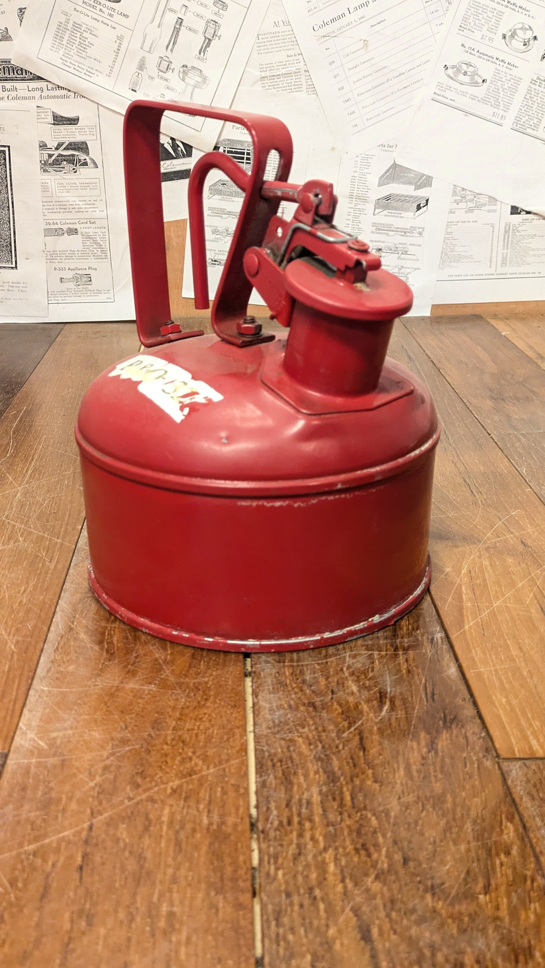 Vintage JUSTRITE SafetyCan GasolinCan Antique HalfGallon