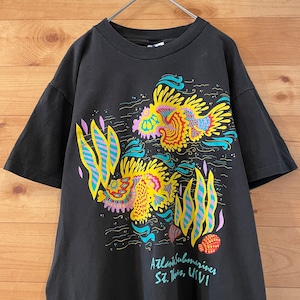 【SCI】古着 90s 熱帯魚 プリントTシャツ USA製 ビンテージ シングルステッチ