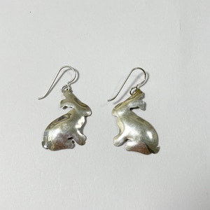 Vintage ZIRKUS Sterling Rabbit Dangle Pirced Earrings