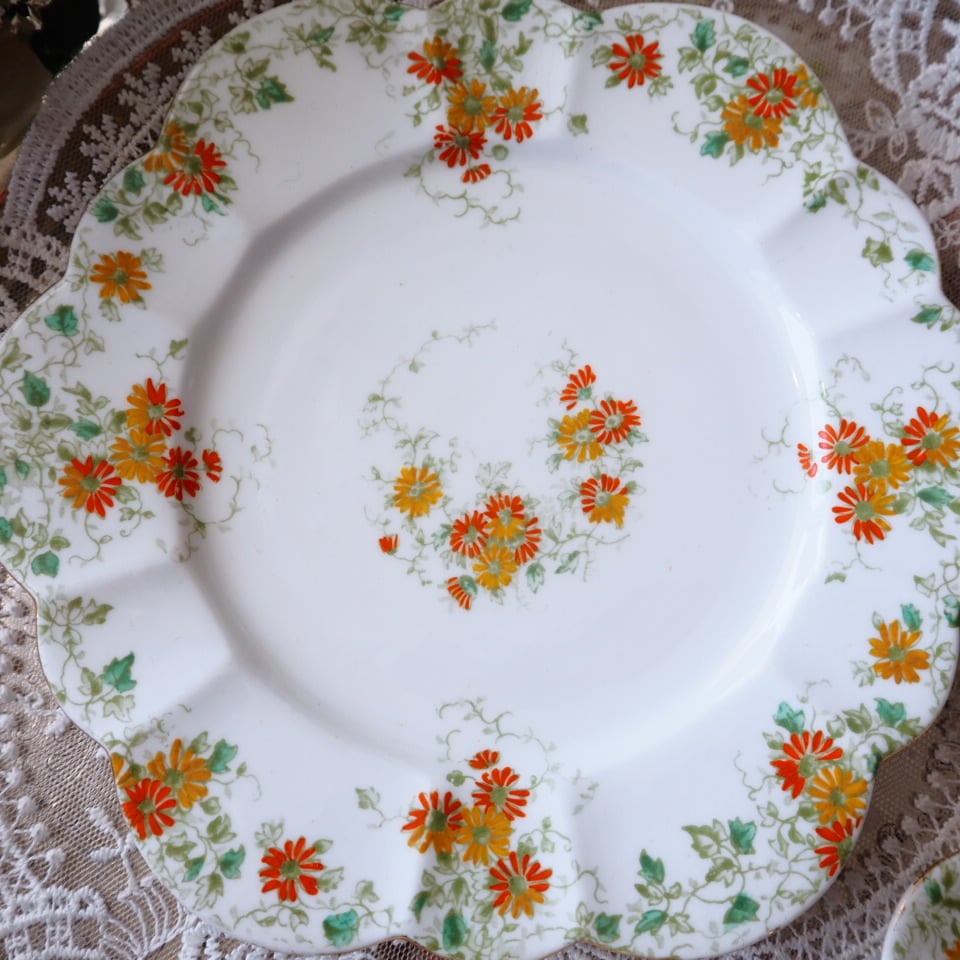 訳あり】英国Shelley（シェリー） オレンジ・デイジー柄 トリオC