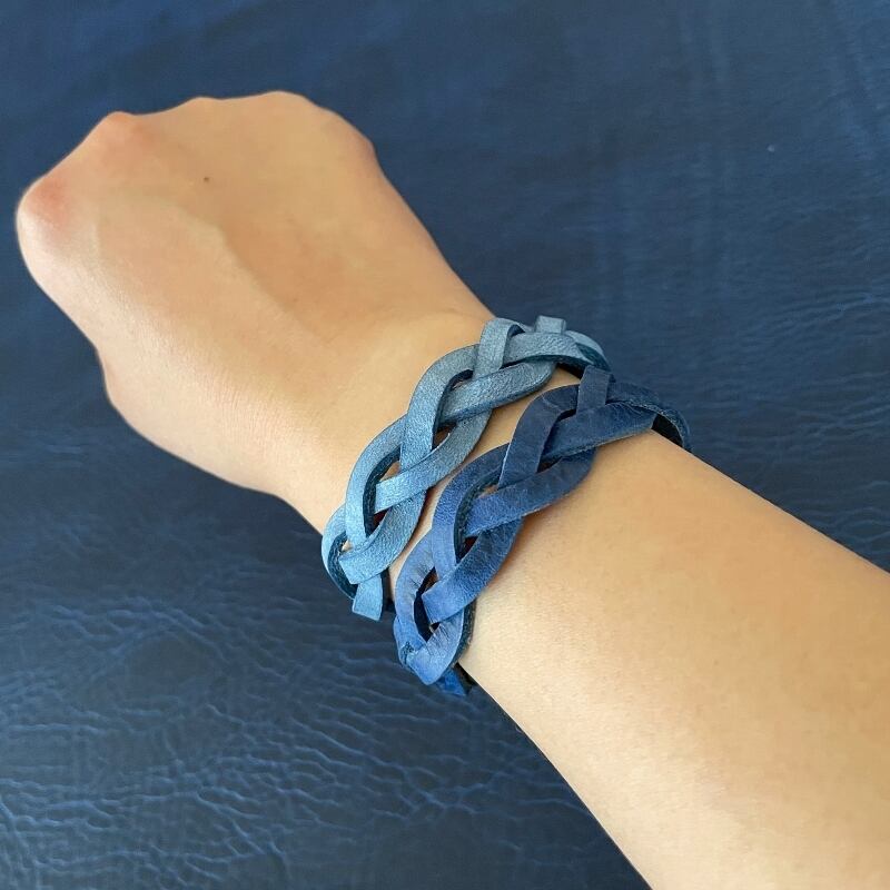 ETSUSHI イタリアンレザー　ブレスレット　ブルー ETSUSHI イタリアンレザーブレスレットブルー