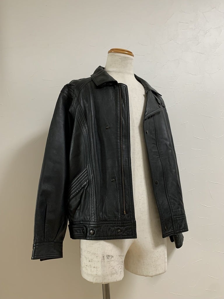 1980's Euro Wide Silhouette Design Leather Jacket