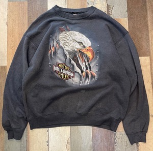 90s  USA製　HARLEY DAVIDSON  Hanes イーグル＆クロープリント　スウェット