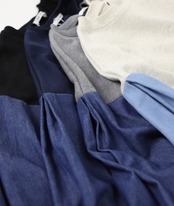 CUORE STORE/コットン裏毛 袖デニム切替プルオーバー
