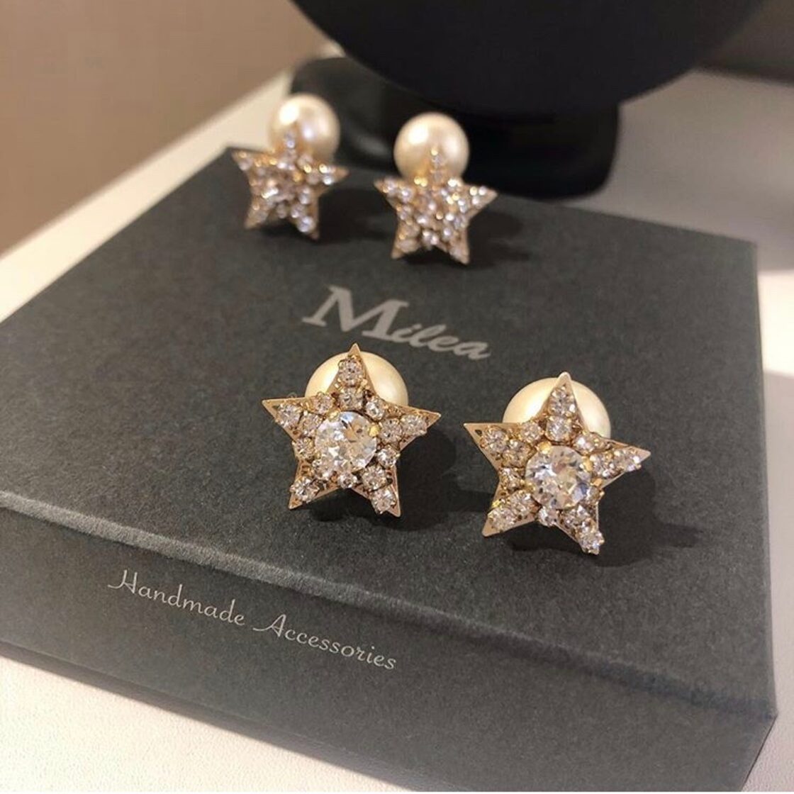 イヤリング・ピアス】人気 リバーシブルスターパール ピアス オシャレ 