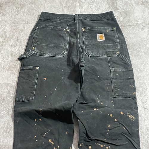 USA製 ブラック ダブルニー Carhartt B01-BLK 28×30 詳細写真14