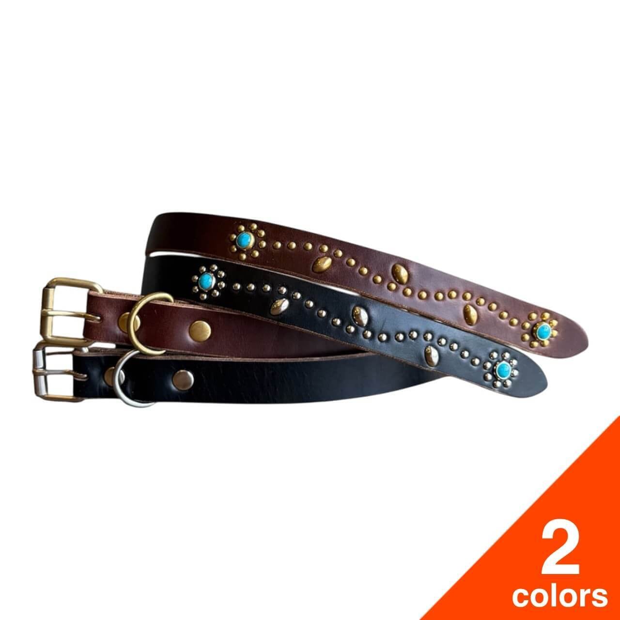 Re-ACT / Studs Flower Narrow Long Belt - スタッズ フラワー ナロー