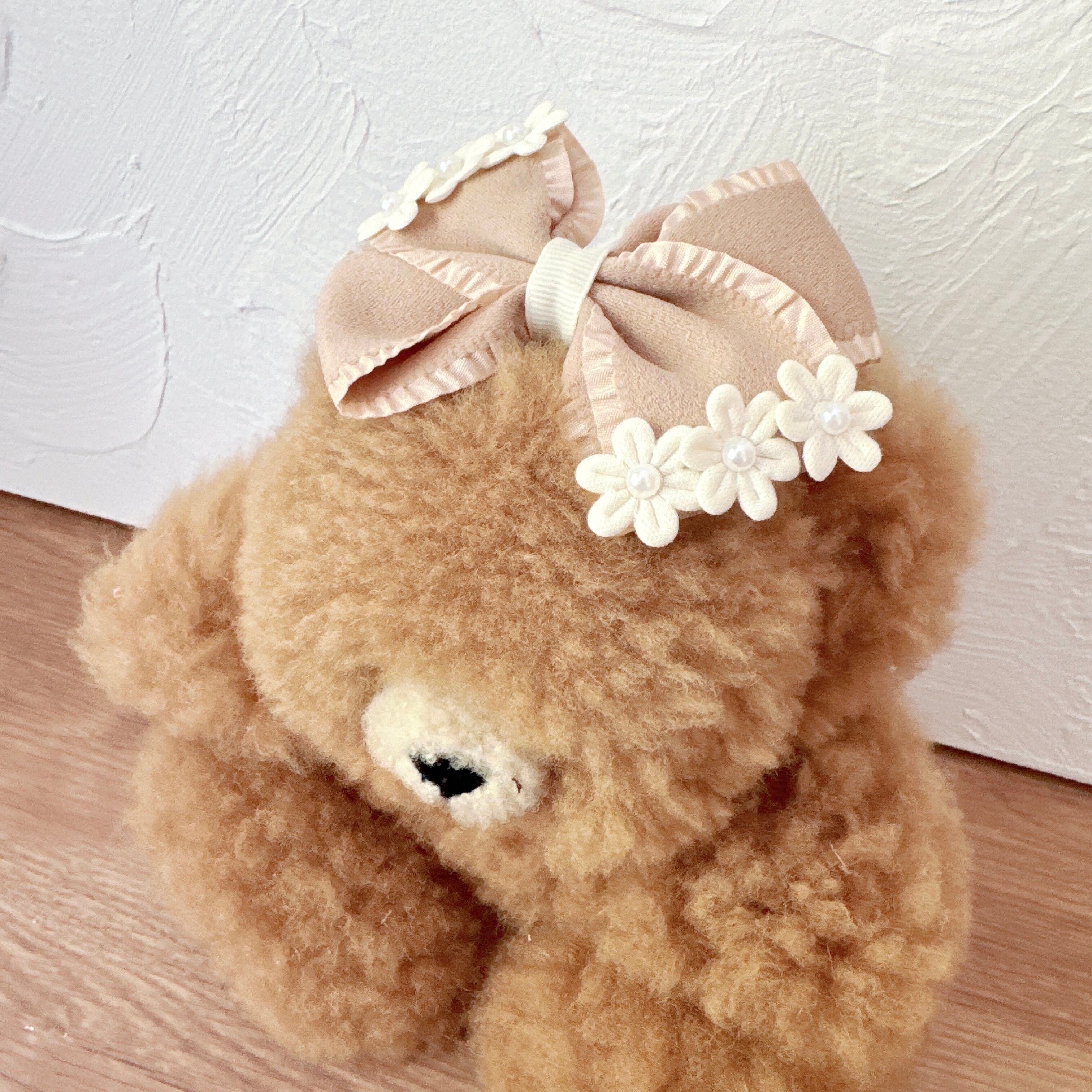 お花いっぱい淡色リボンヘアバンド(後ろ支え付き)