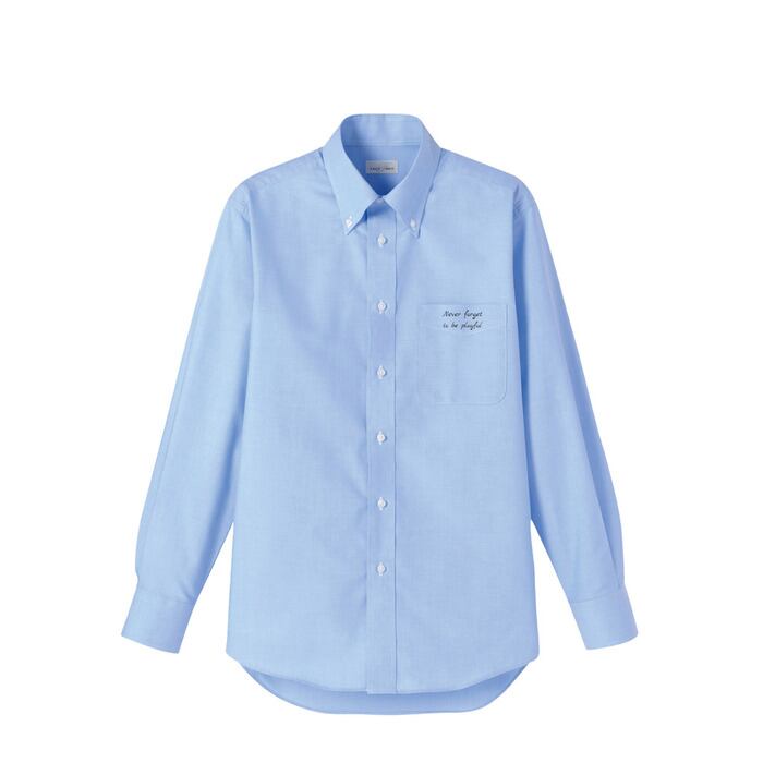 サックス柄オックスフォードシャツ【長袖】ブルー〈刺繍シンプルver